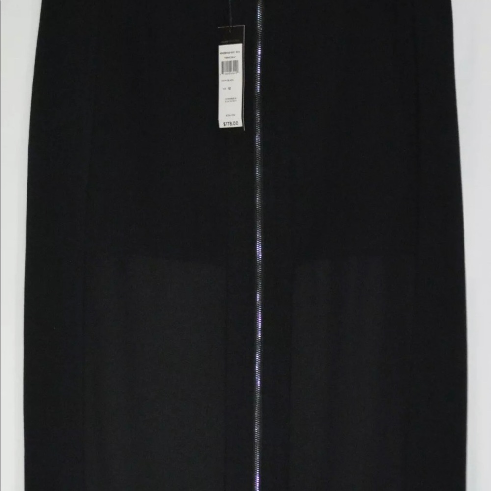 NWT BCBGMaxzria Chiffon Panel Pencil Skirt Black10 - Picture 2 of 8